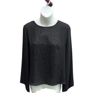 Vince Camuto Long Sleeve Crew Neck Pullover Blouse Top Sparkles Black Size Small